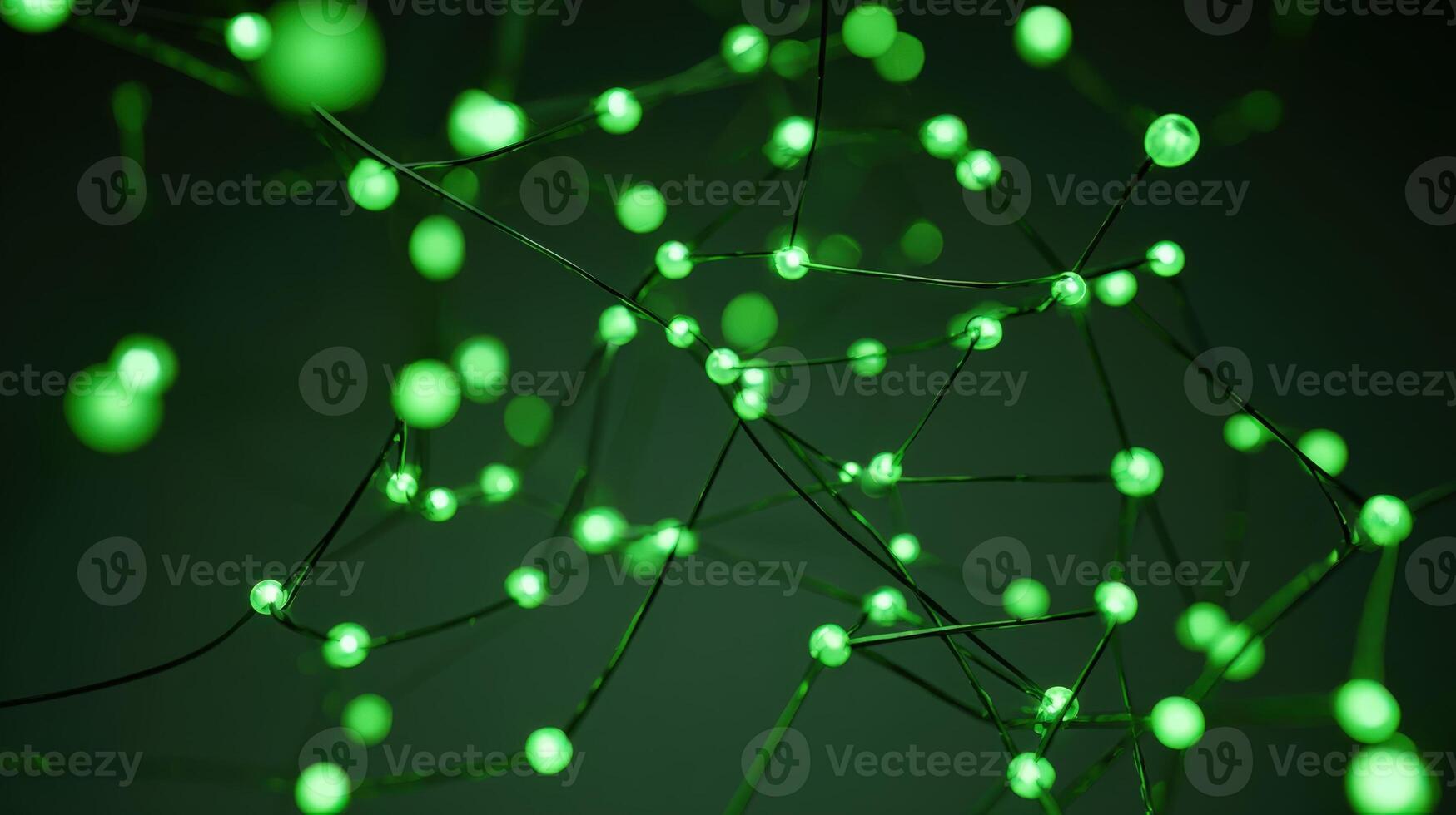 Green Network Nodes Abstract Data Visualization Connecting Spheres in a Modern Technological System photo