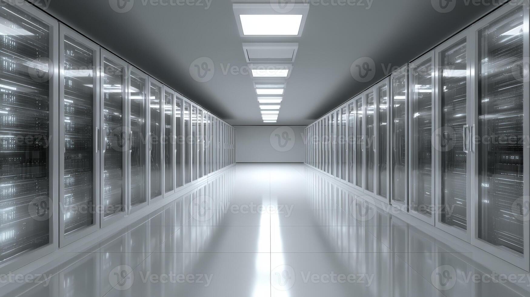 Data Center Server Room Rows of Computer Servers for IT, Networking, and Cloud Computing Infrastructure photo