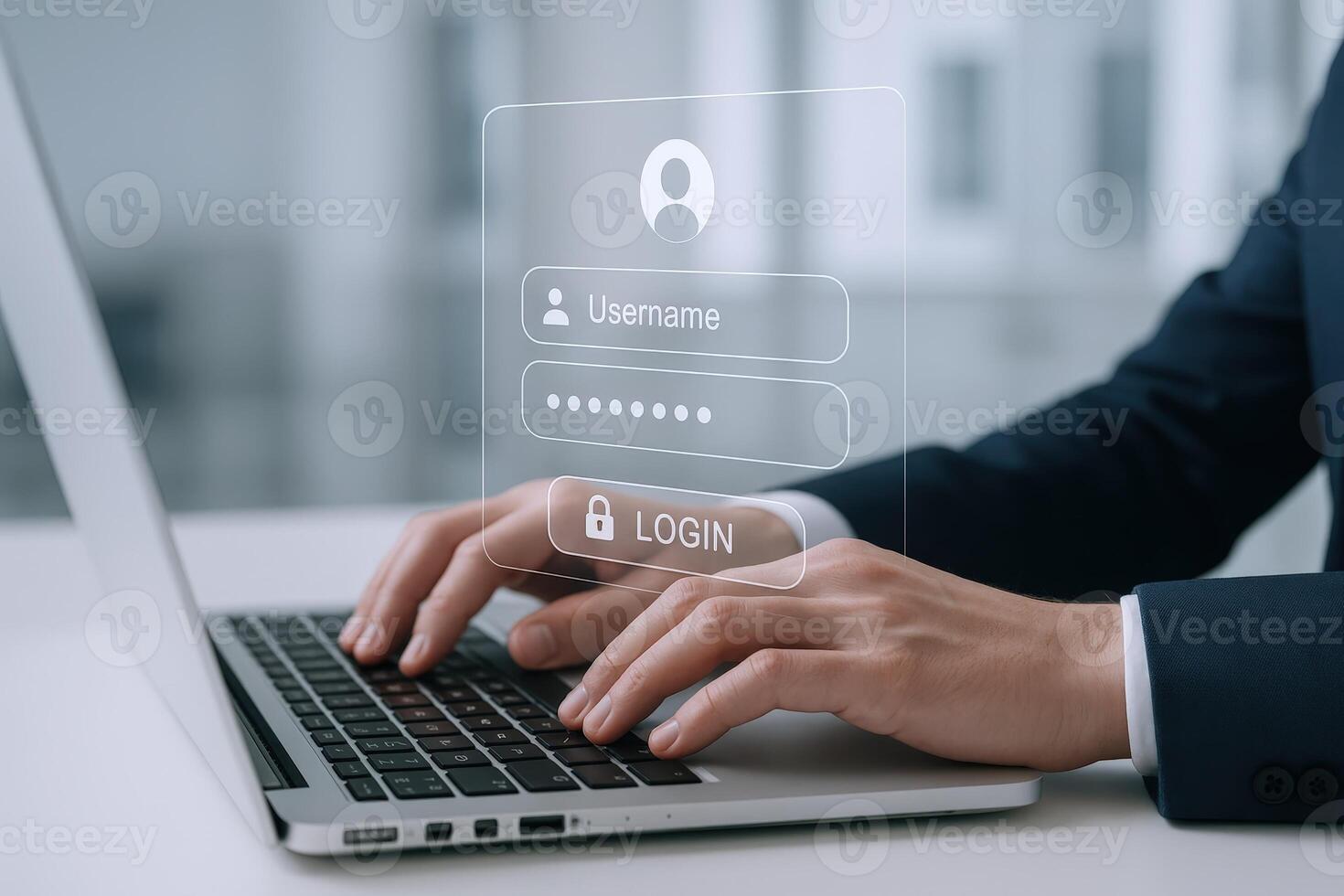 Secure Login Interface on Laptop Authentication and Access with User Credentials and Data Security photo
