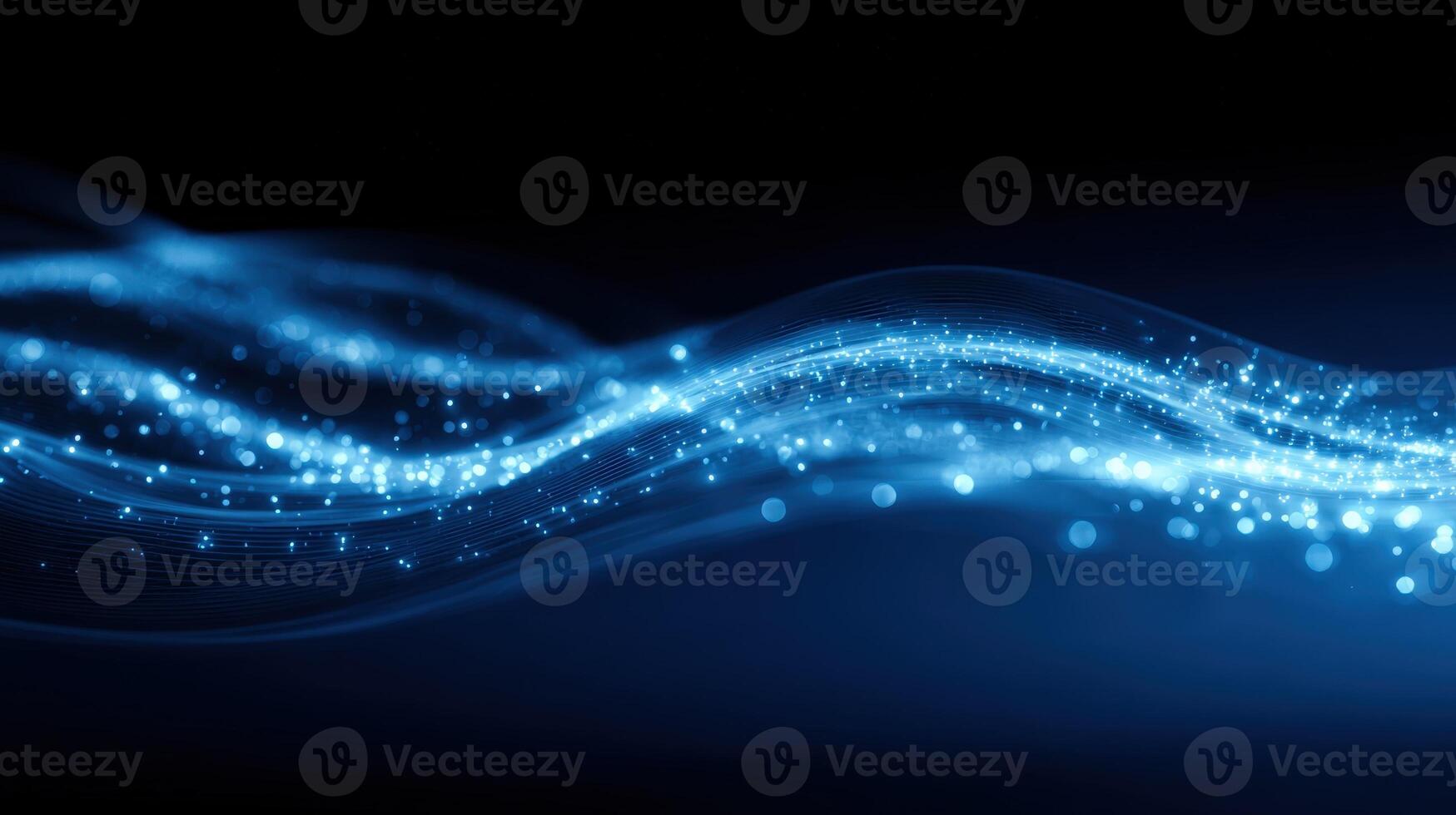 Dynamic Blue Wave Abstract Background with Glittering Particles for Modern Technology and Design Applications photo