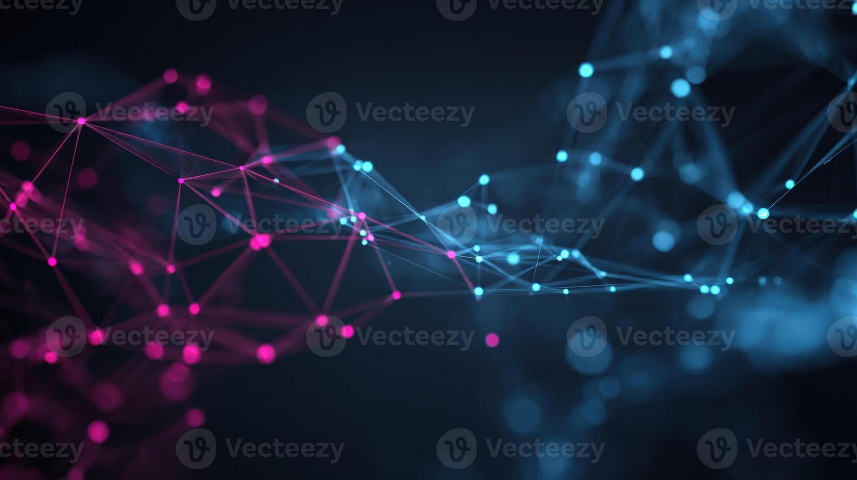 Abstract Network Connection Structure in Pink and Blue, Artificial Intelligence, Data Analysis, Future Technology photo
