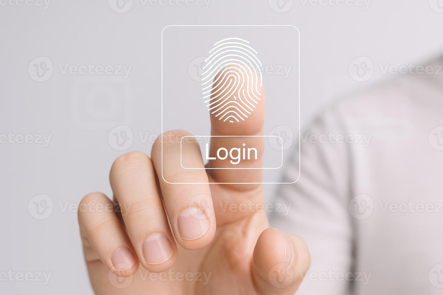 Fingerprint Biometric Scan for Authentication and Identification on a Transparent Screen with Login Option photo