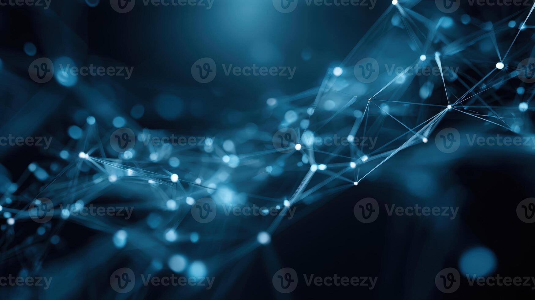 Abstract Network Connection Structure with Glowing Nodes and Lines in Blue Tones for Technology Background photo