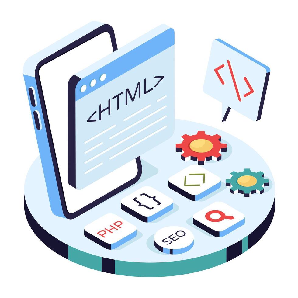 HTML and SEO tools for web developers vector