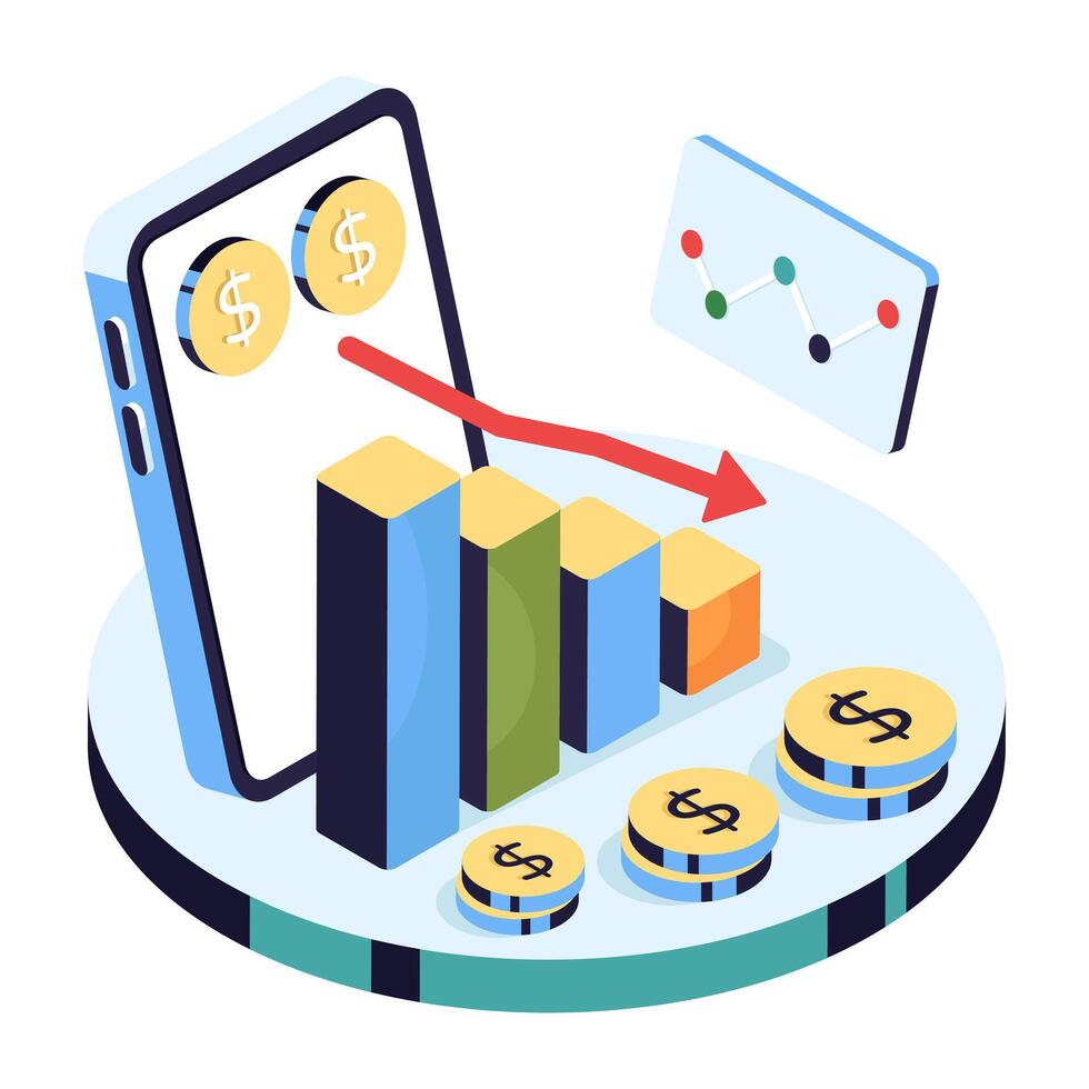 Smartphone and financial graph illustration vector