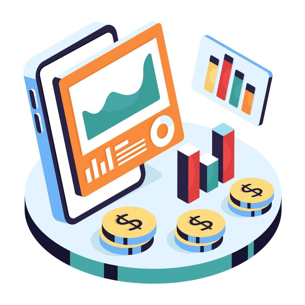 Financial data analysis graphic illustration vector