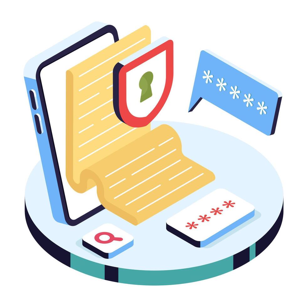 Mobile app with password and notes vector