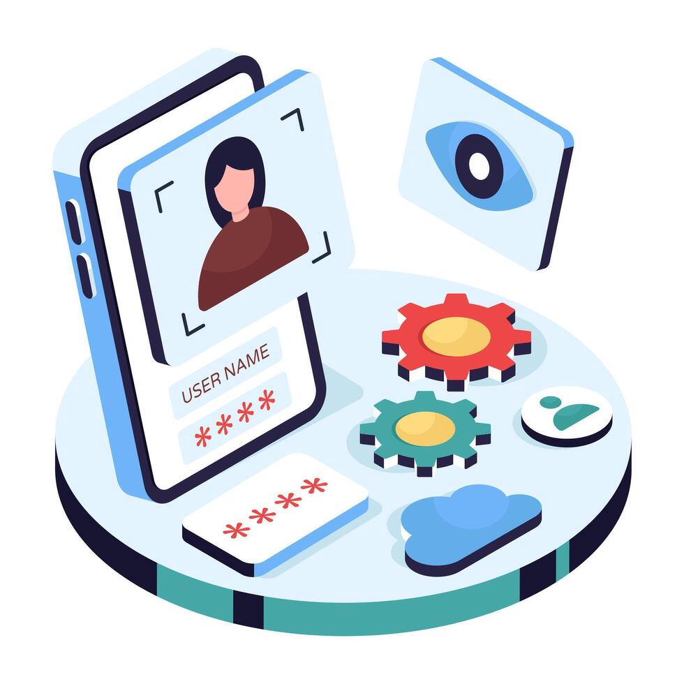 User authentication process illustration vector