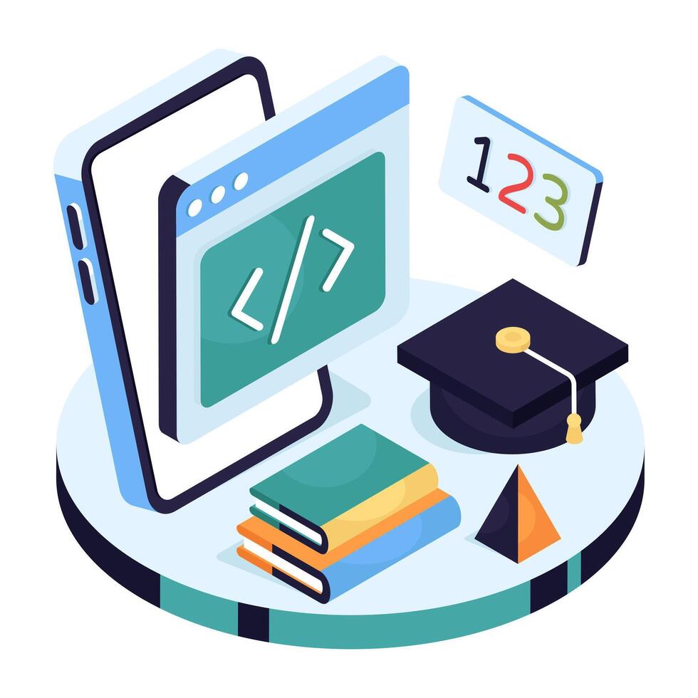 Digital education tools and coding elements vector