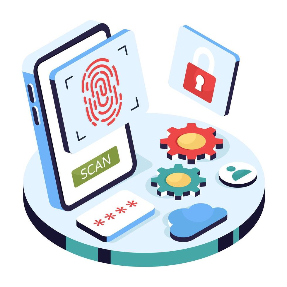Biometric authentication on a smartphone vector