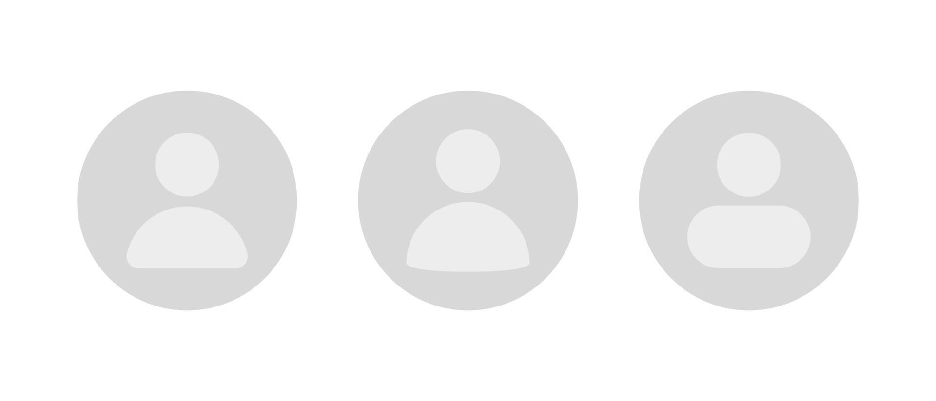 Default avatar profile icon set. User account placeholder symbol vector