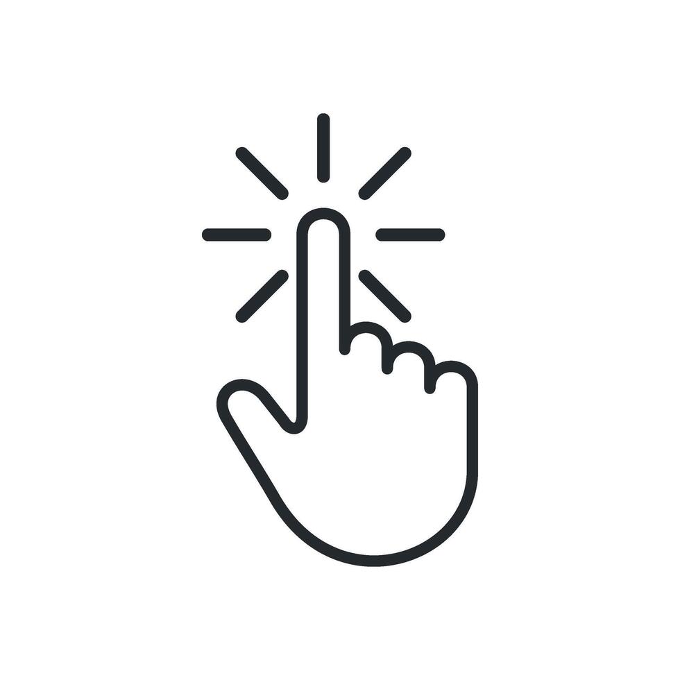 Line Style Finger Click Pointer Icon Template Flat Illustration Design vector