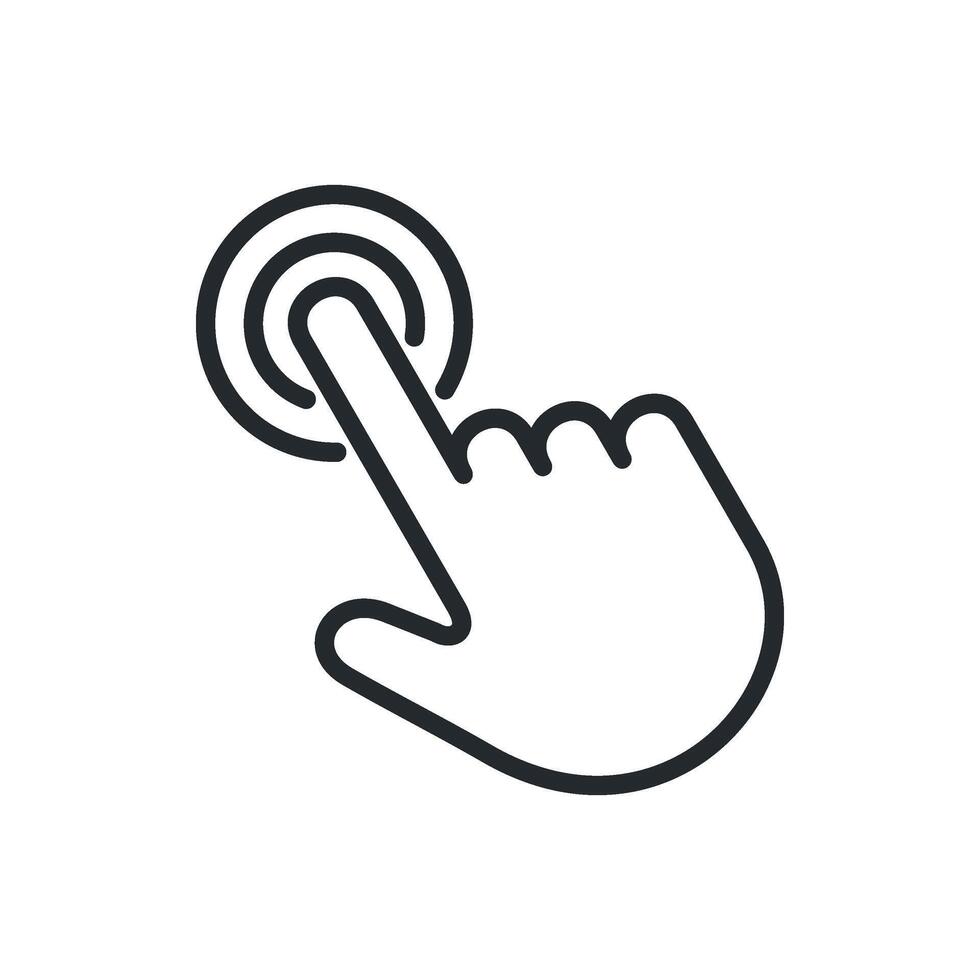 Line Art Finger Click Pointer Icon Template Flat Illustration Design vector