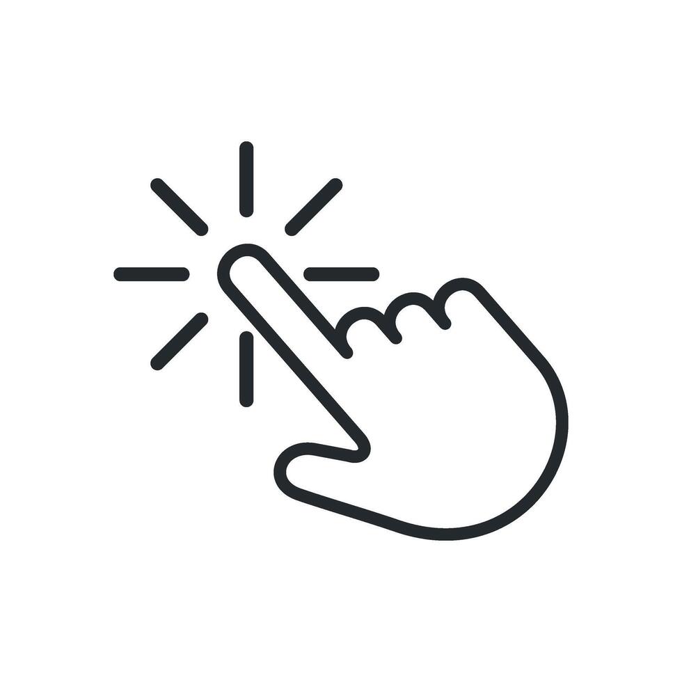 Simple Line Finger Click Pointer Icon Template Flat Illustration Design vector