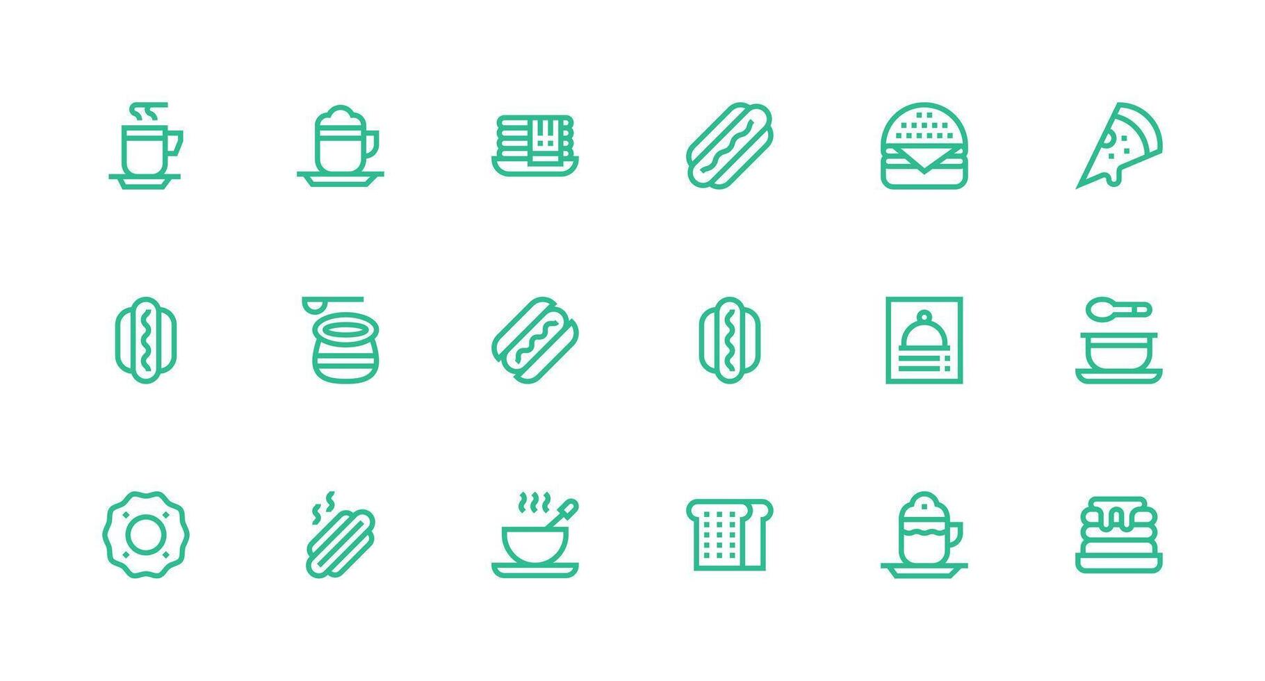Diner Set with 18 Strong Stroke Line Icons Clean Icon Set Icon Pack for UI Projects vector