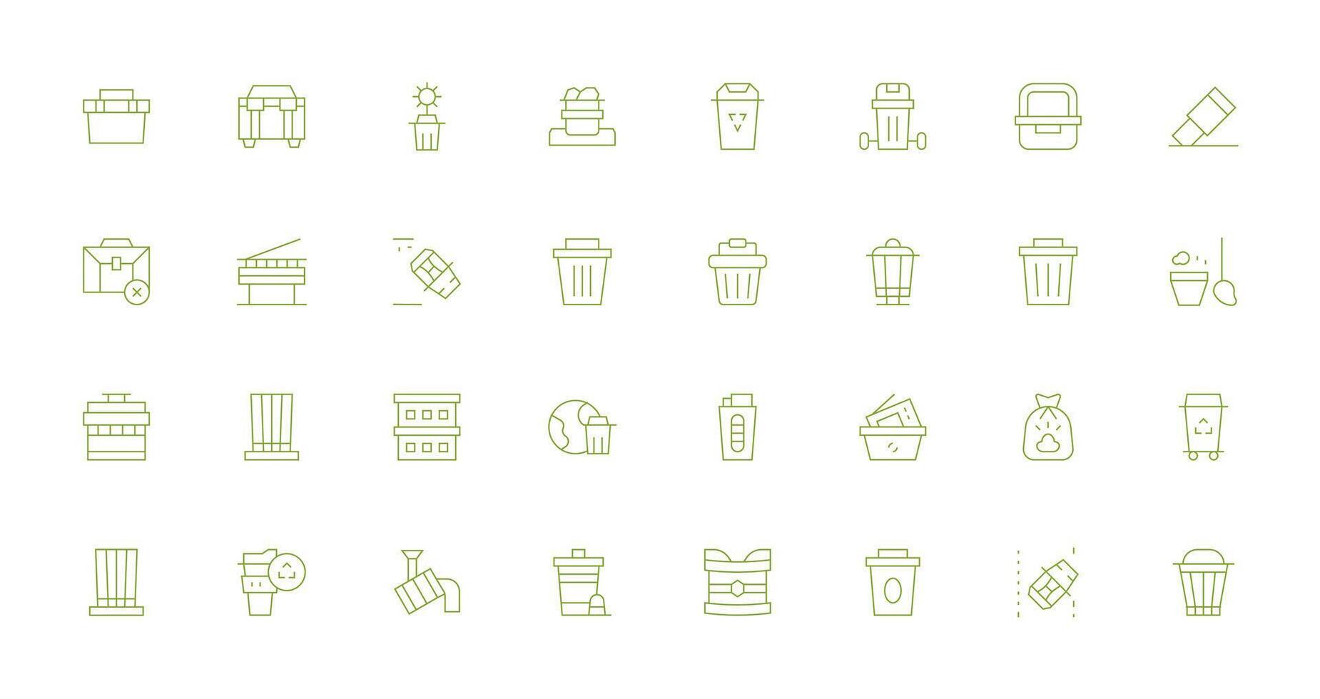 Thin Line Style Bin Icons with 32 Vectors Simple Icons for Interface and Wireframes