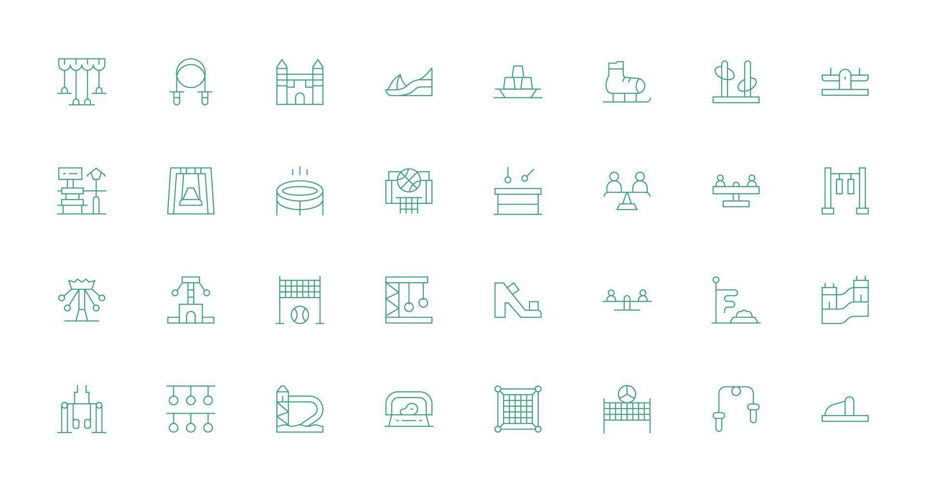 Playground Design Icons featuring 32 in Thin Line Style Simple Icons for Interface and Wireframes vector
