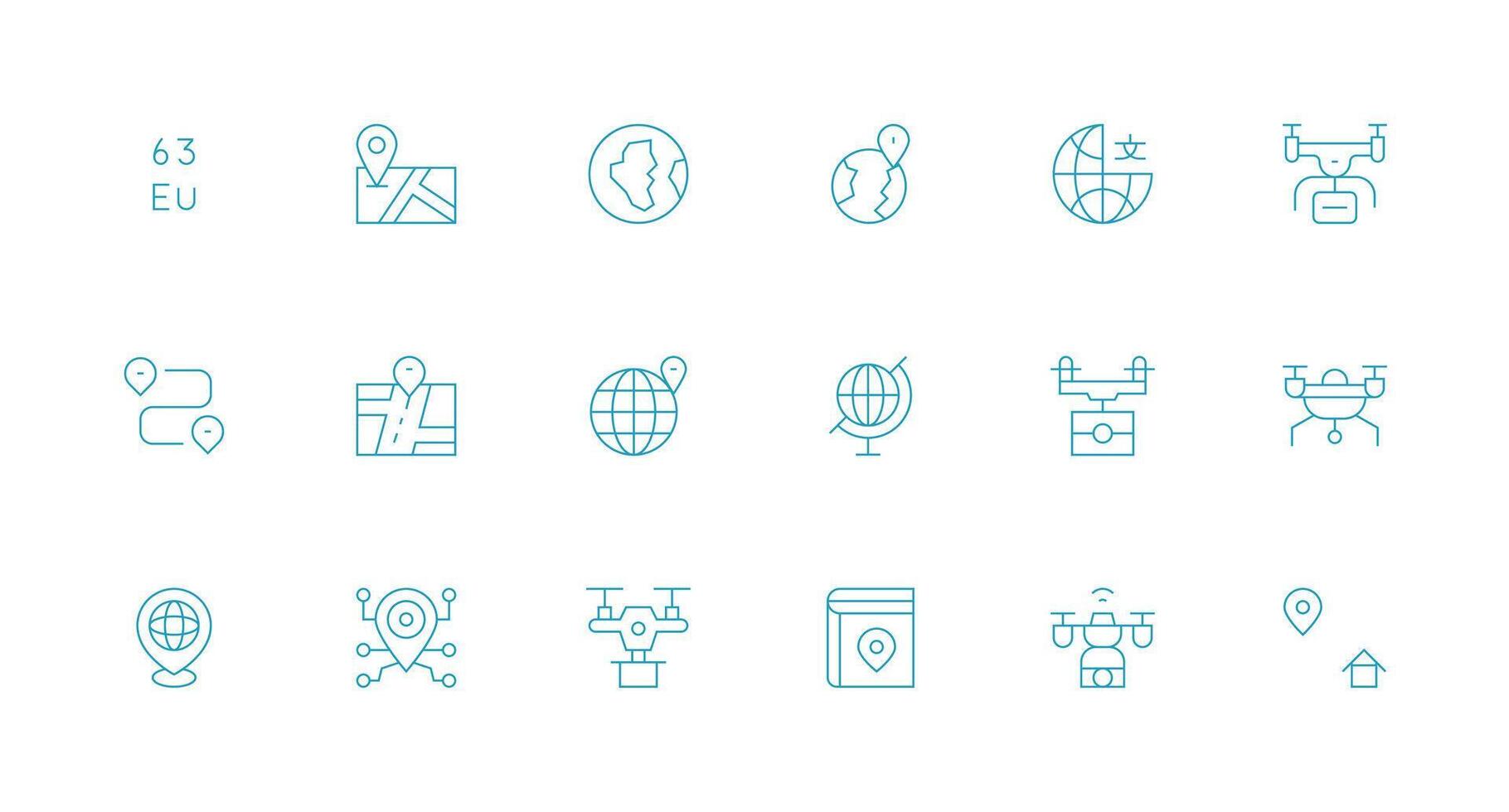 18 Minimal Line Icons for Mapping Graphics Icon Collection Set vector
