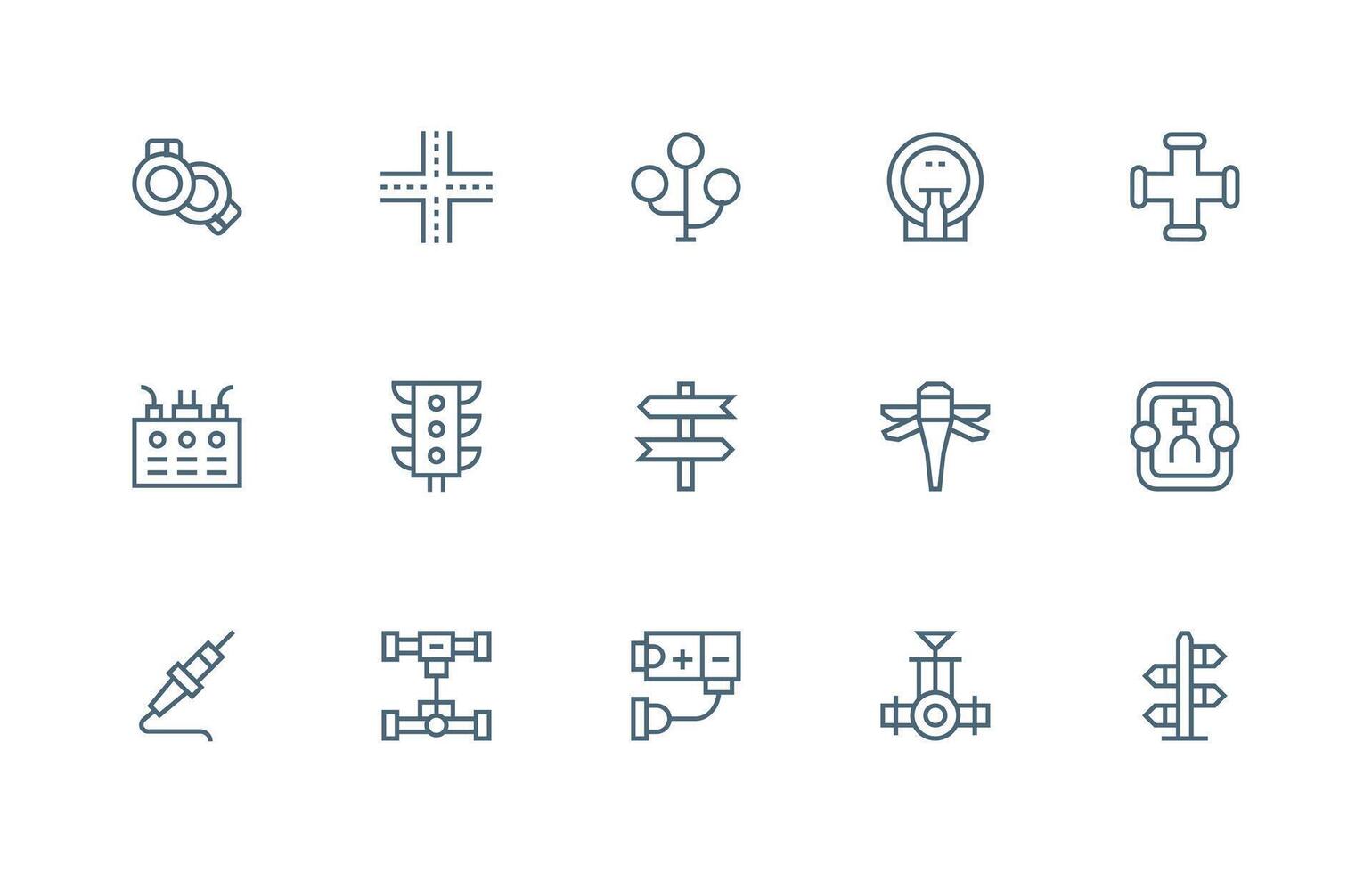 Junction Visual Pack containing 15 Regular Line Icons Interface Icon Collection for Daily Projects vector
