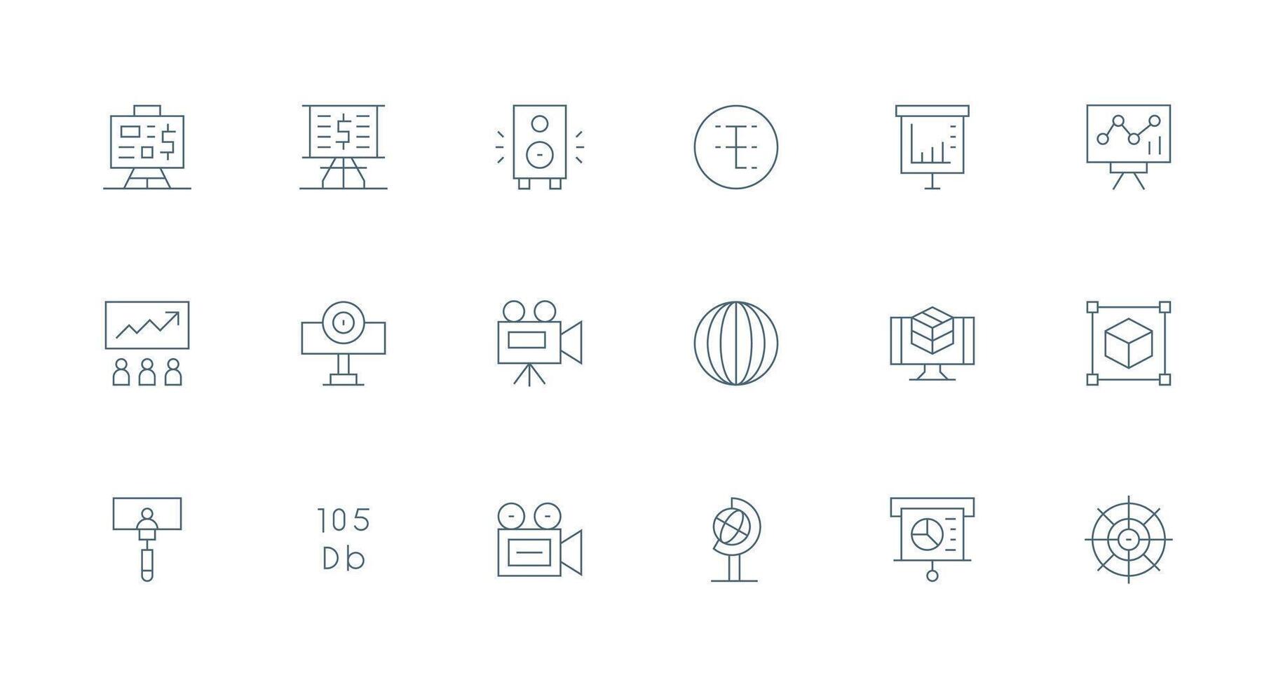18 Icons for Projection in Minimal Line Format Customizable Icon Series for Mobile Screens vector