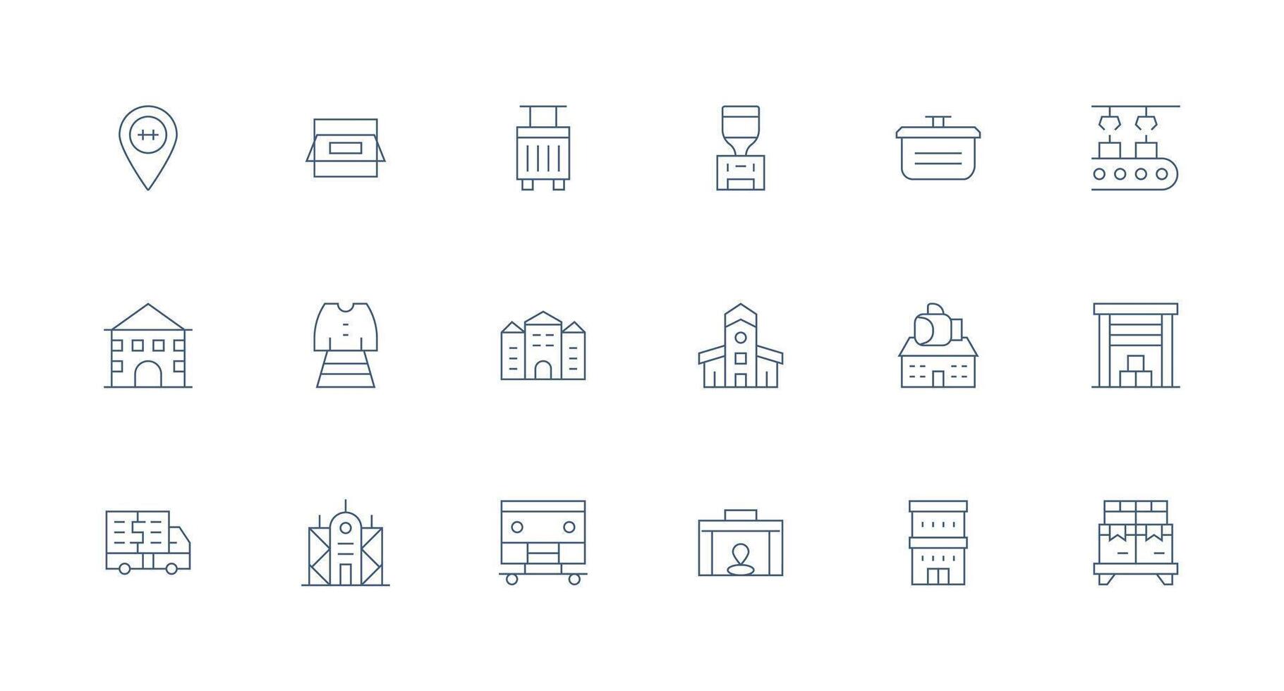 Warehouse featuring 18 Icons in Minimal Line Design Basic Icon Series vector