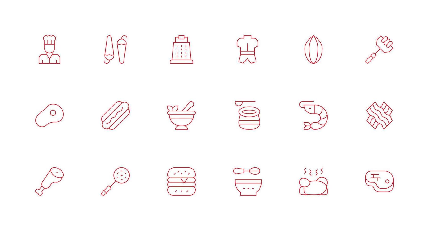 Culinary Set with 18 Minimal Line Icons Neatly Designed Icons for Web Platforms vector