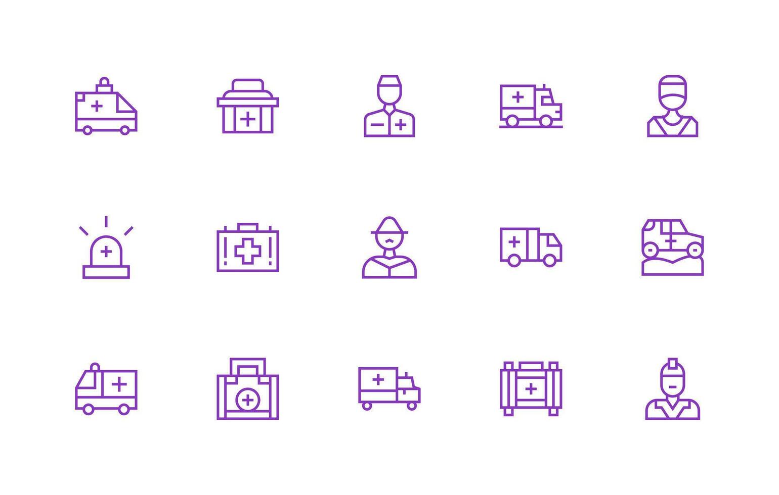 Paramedic Visual Pack containing 15 Regular Line Icons Clean Icon Set Icon Pack for UI Projects vector