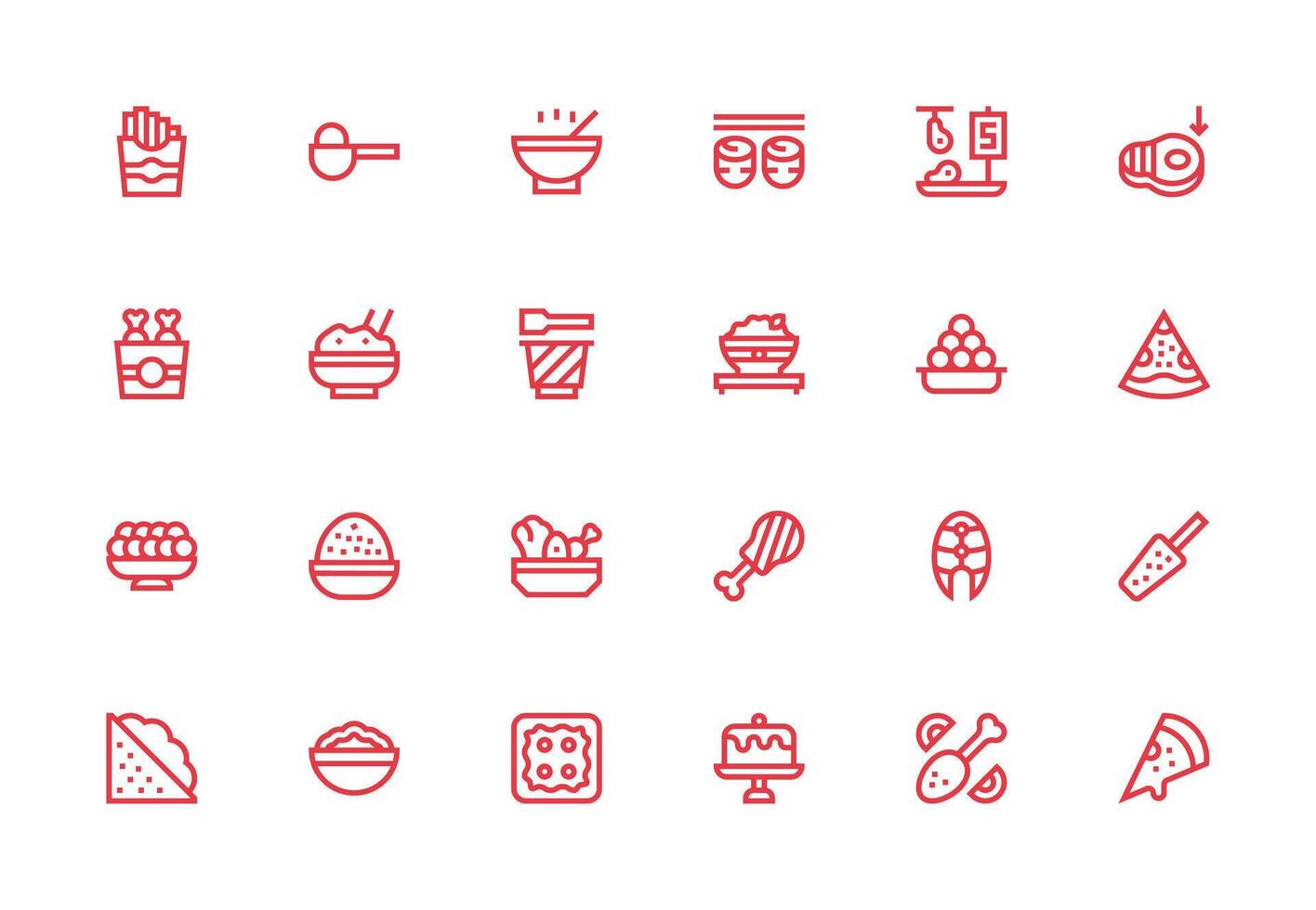 Thick Line Line Icons from Portion Set with 24 Vectors Icon Set for Web