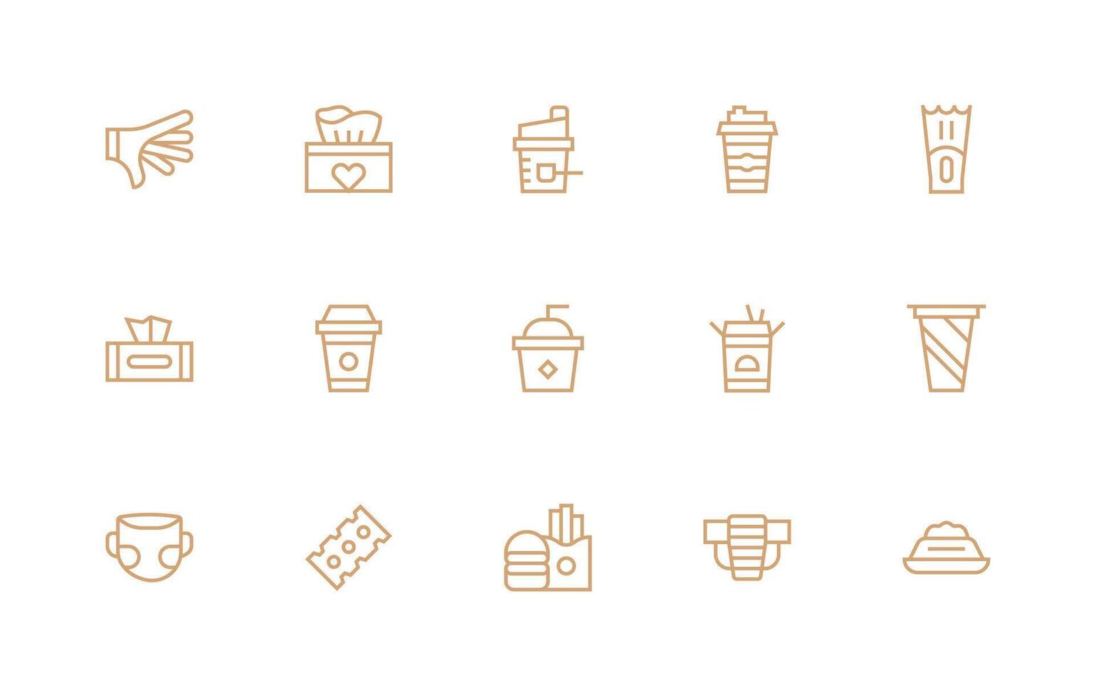 Disposable Icon Collection with 15 Regular Line Designs Flexible Icon System for Web Interfaces vector