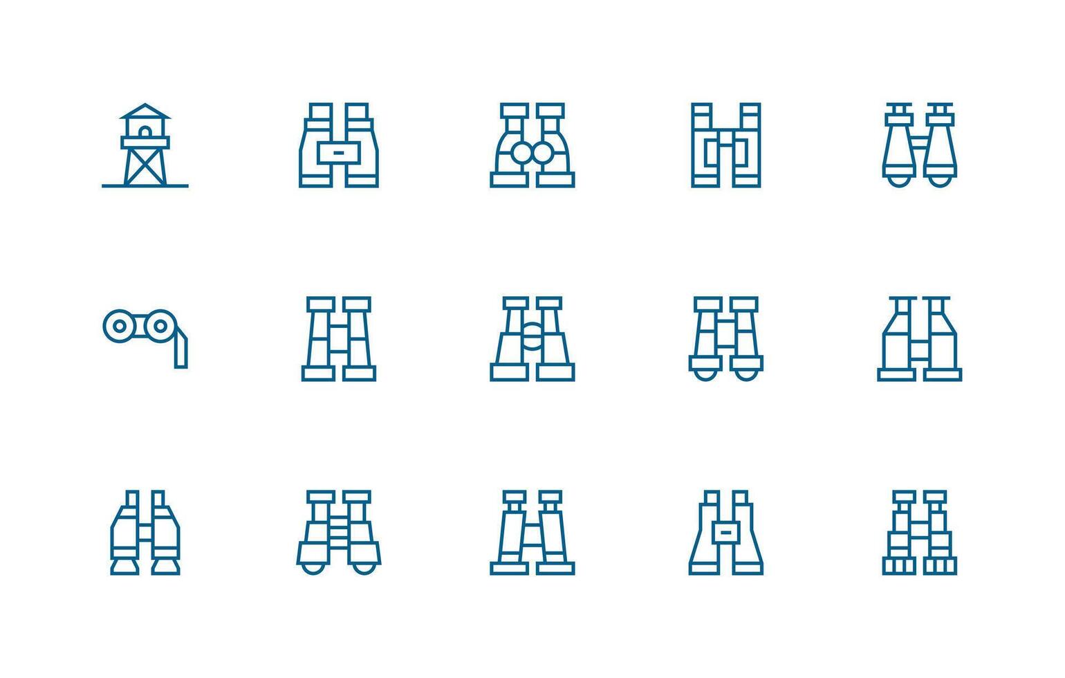 15 Icons for Spotting in Regular Line Format Scalable Icons for Cross-Platform Interfaces vector