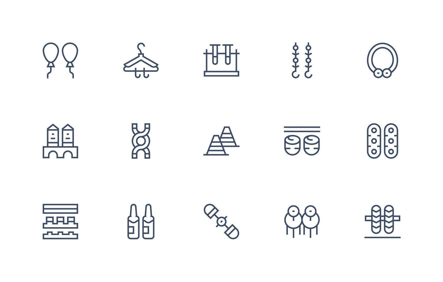 Double Set with 15 Regular Line Icons Style Icon Set vector