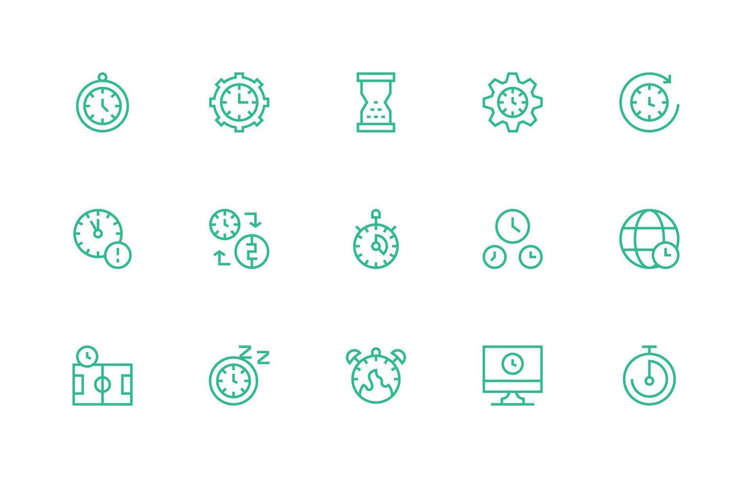 15 Regular Line Style Icons from Clock Collection Theme-Based Icon Pack vector