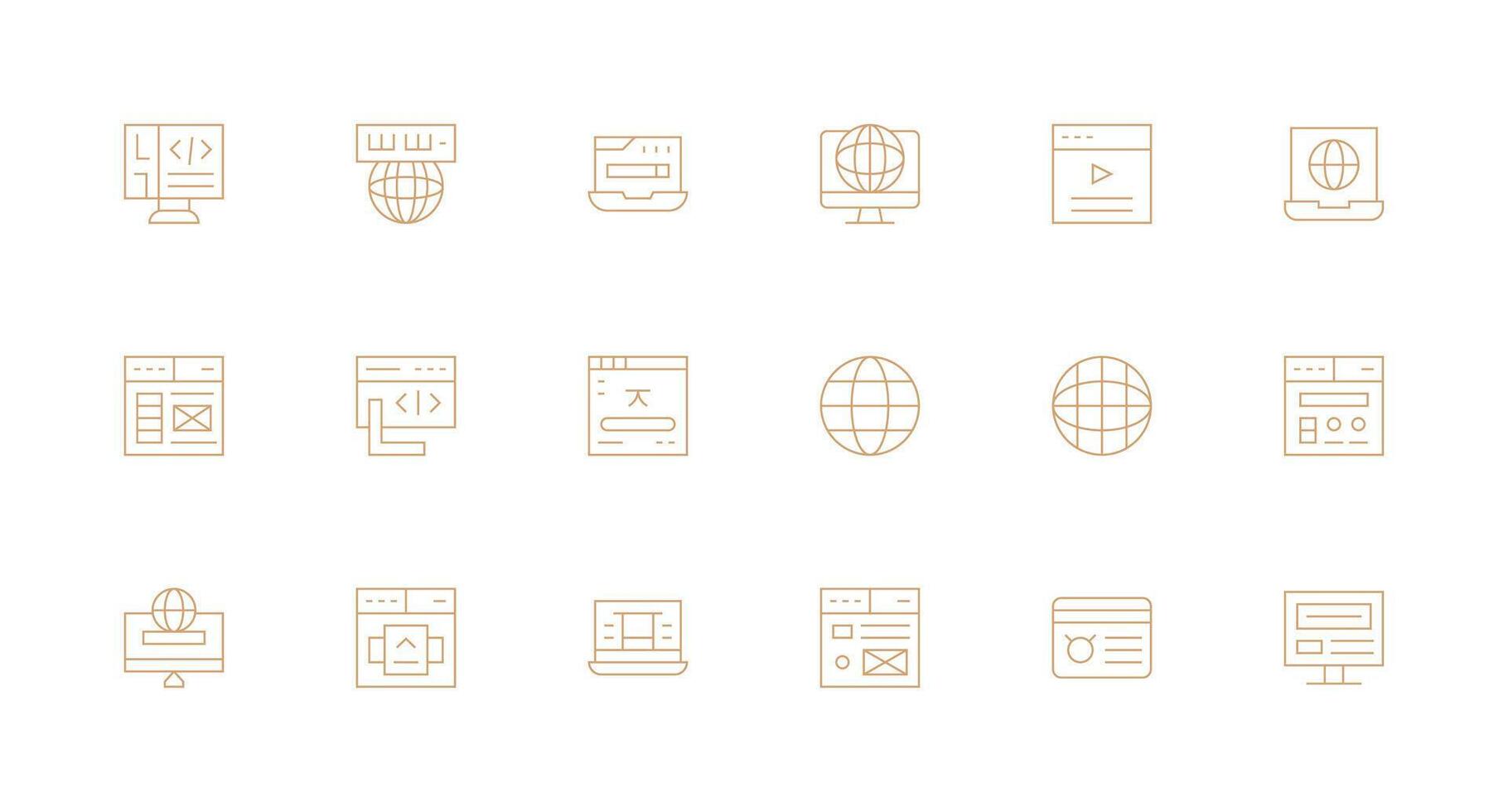 Browser Icon Set with 18 Minimal Line Graphics Versatile Icon Collection for Designers vector