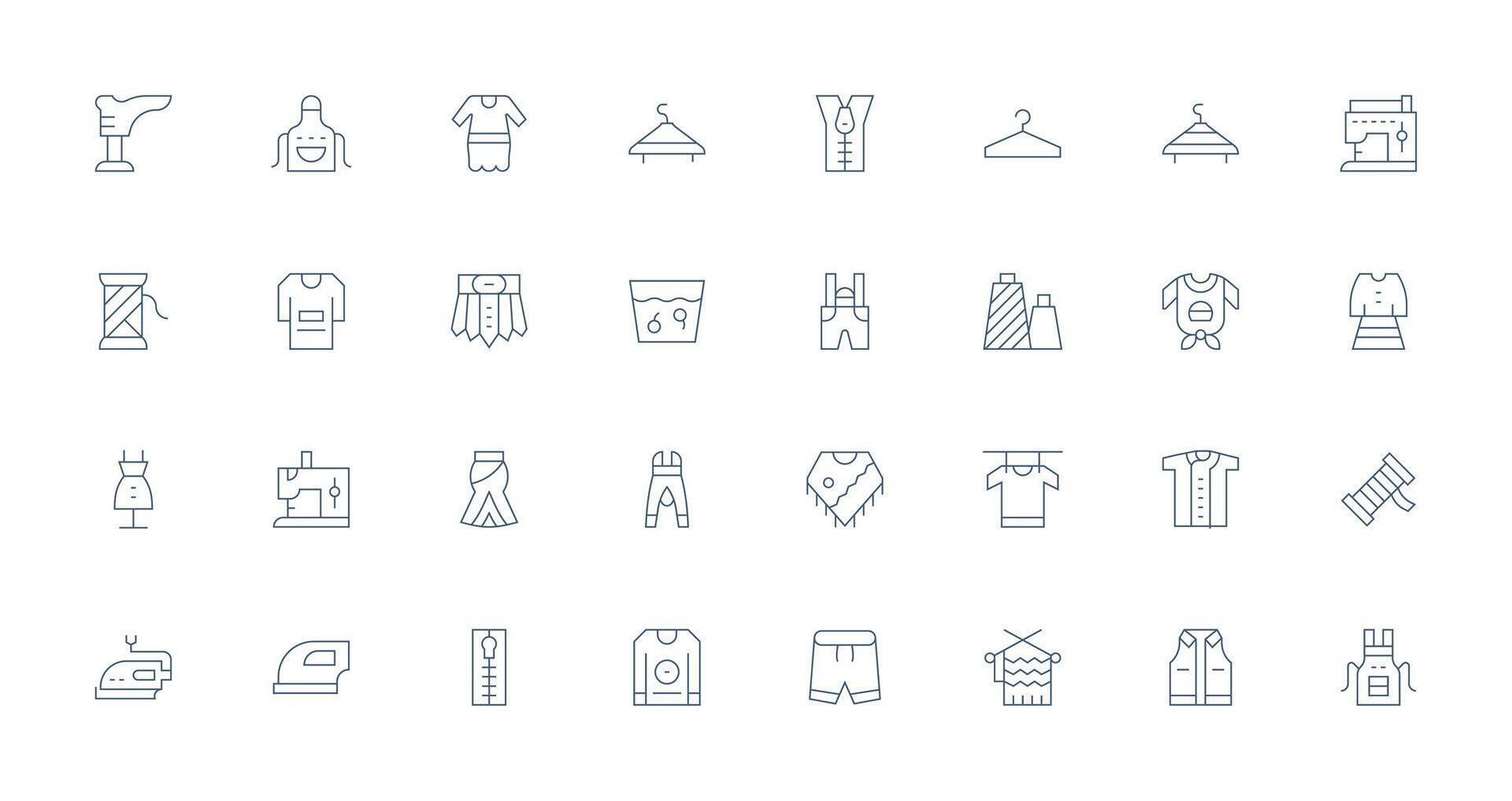 Thin Line Style Garment Icons with 32 Vectors Fully Editable Icon Set for Web