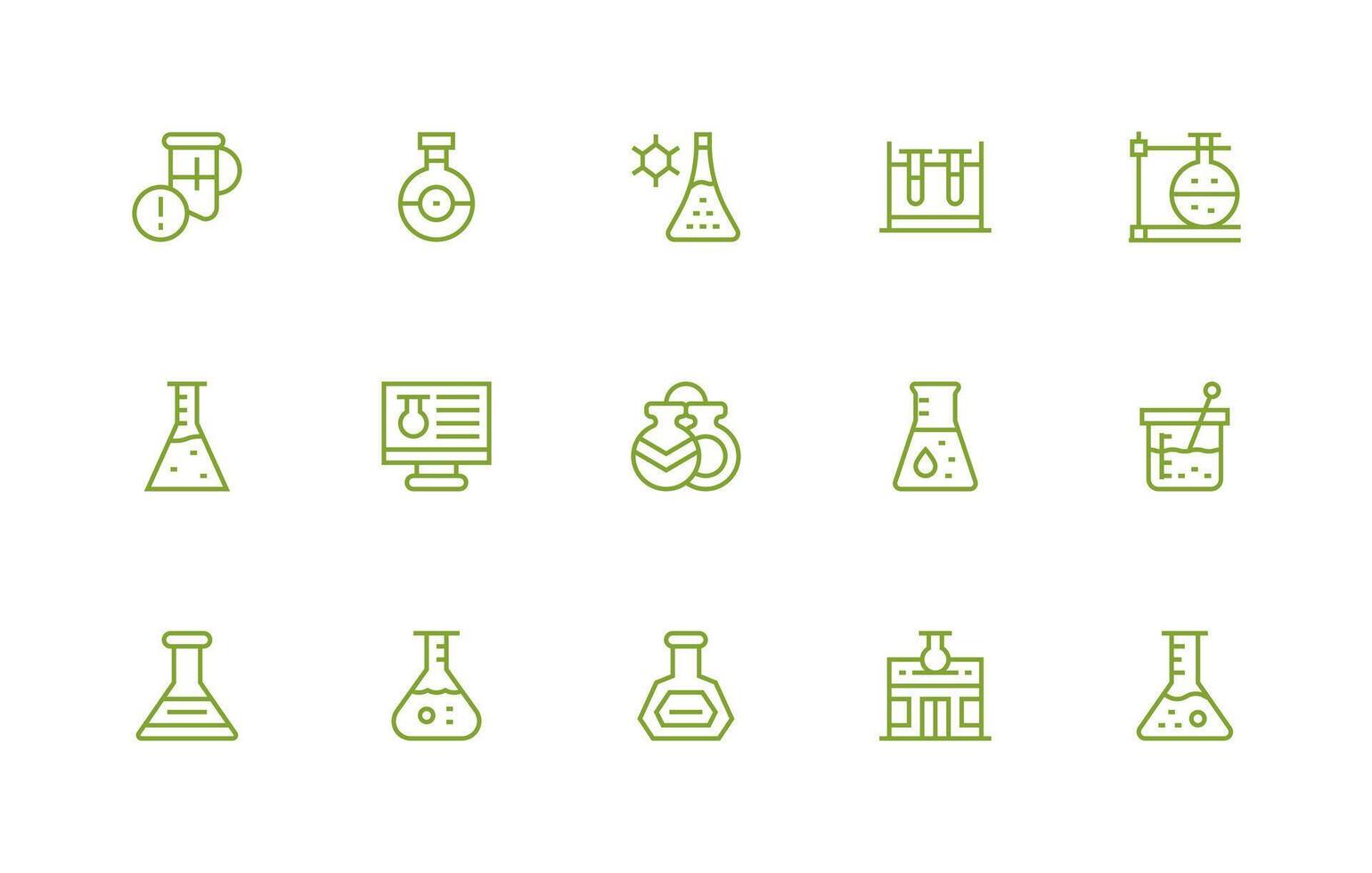 Regular Line Icons from Beaker Set with 15 Vectors All Device Compatible Icon Set