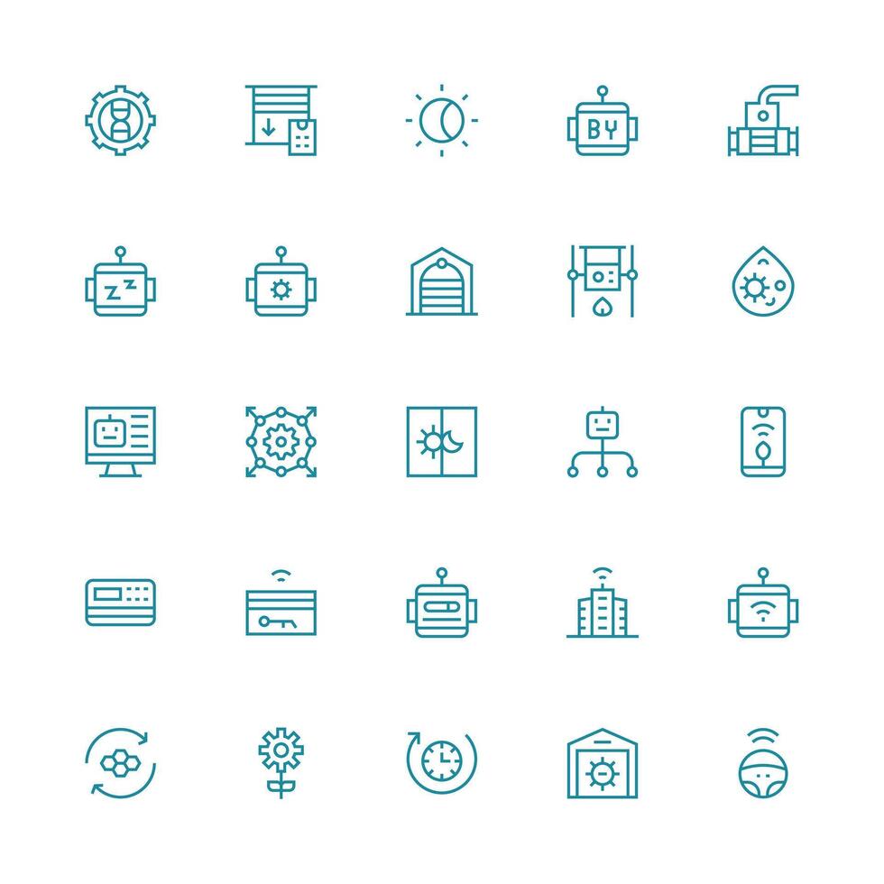 Medium Stroke Outline Style Automation Icons with 25 Vectors UI and UX Focused Icon Collection