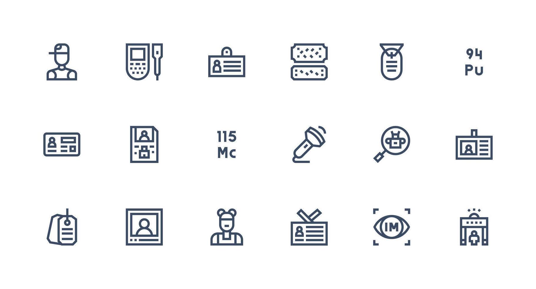Identification featuring 18 Icons in Strong Stroke Line Design Quick Access Icons for UI Development vector