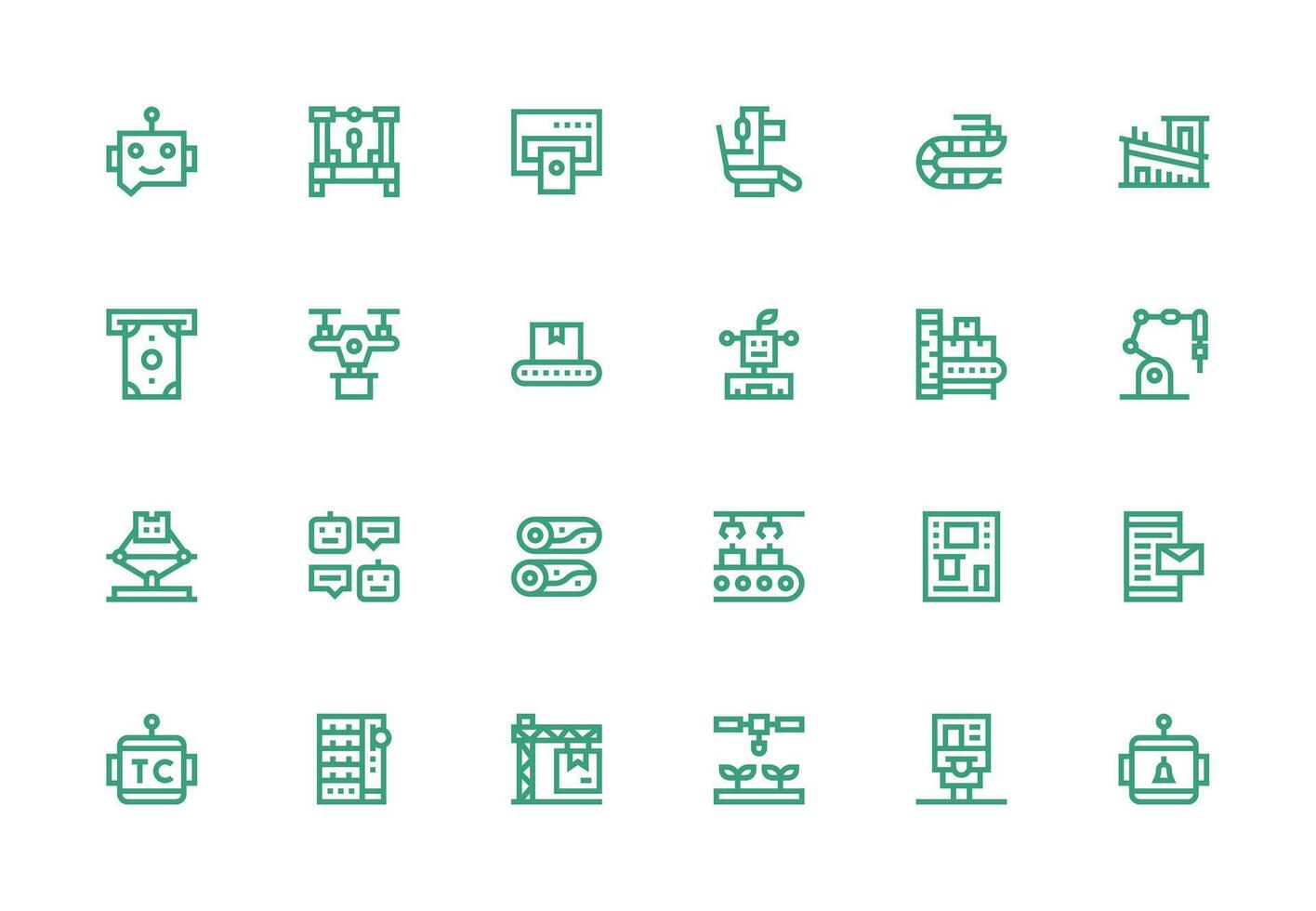 Automated Design Icons featuring 24 in Thick Line Line Style Neat Icon Set vector