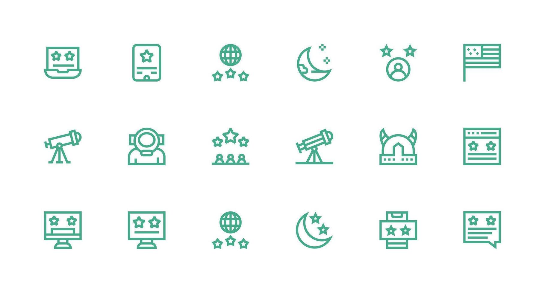 18 Strong Stroke Line Style Icons from Stars Collection Quick Access Icons for UI Development vector