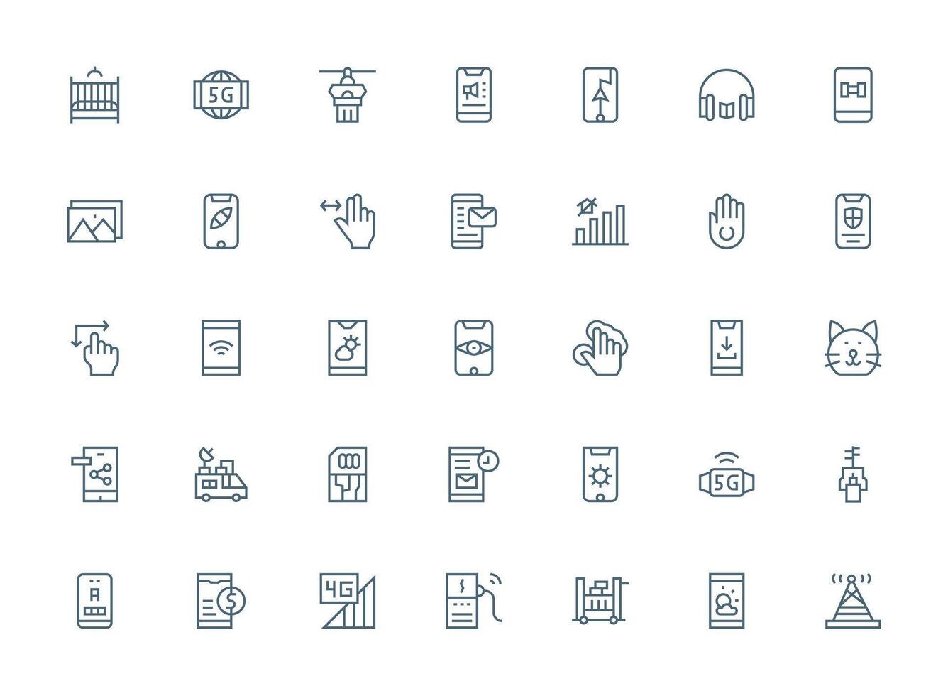 35 Regular Clean Line Icons for Mobile Graphics Complete Icon Bundle for Web Design vector