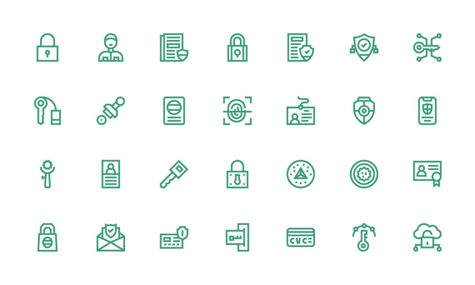 Authentication Icon Collection with 28 Bold Line Designs Icons Built for Visual Consistency Pack vector