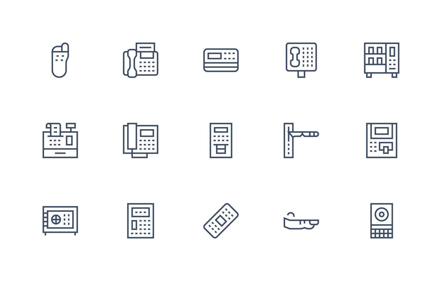 Regular Line Style Keypad Icons with 15 Vectors Interface Icons for Daily Use