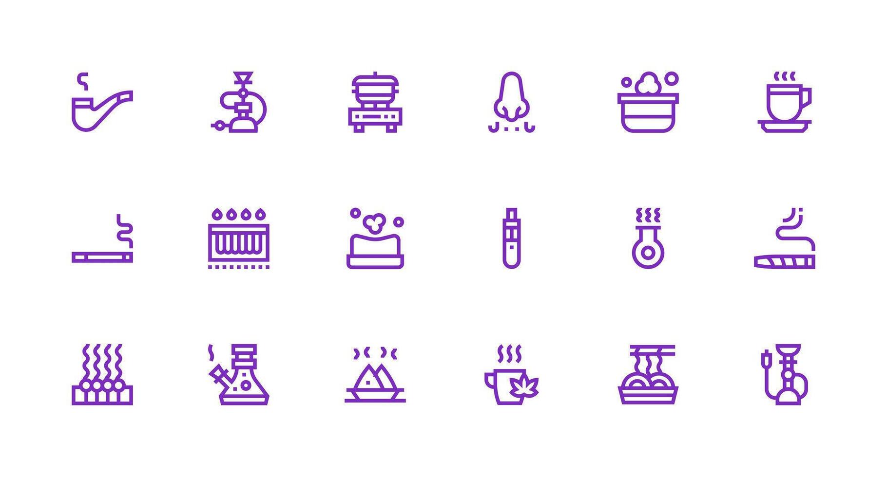18 Icons for Vapor in Strong Stroke Line Format Fully Editable Icon Set for Web vector