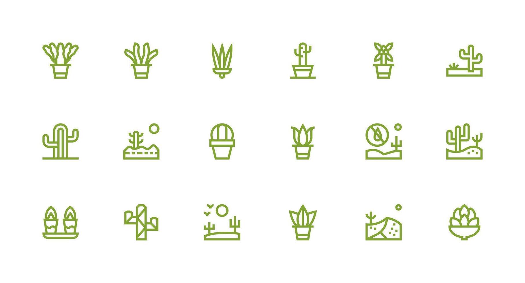 18 Icons for Cactus in Strong Stroke Line Format UI and UX Focused Icon Collection vector