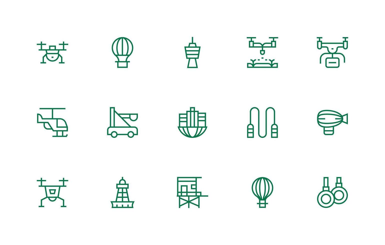 Regular Line Icons from Aerial Set with 15 Vectors UI and UX Focused Icon Collection