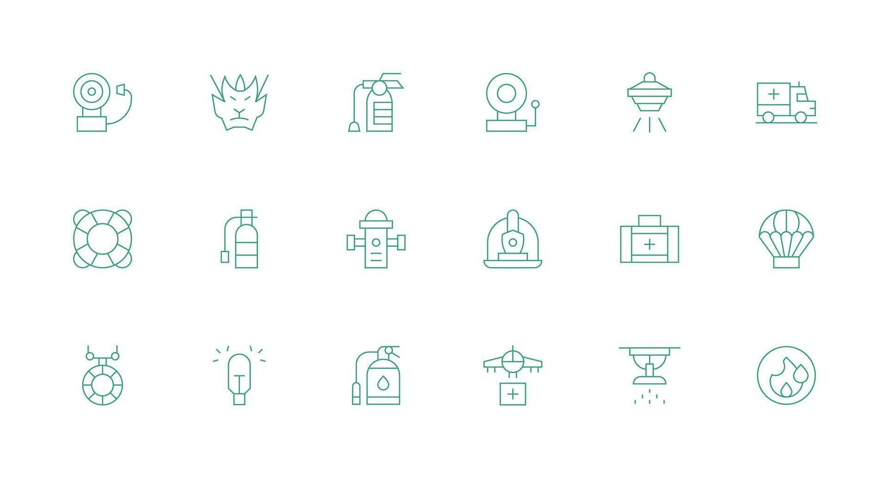 Emergency Response Visual Pack containing 18 Minimal Line Icons Interface Icon Collection for Daily Projects vector