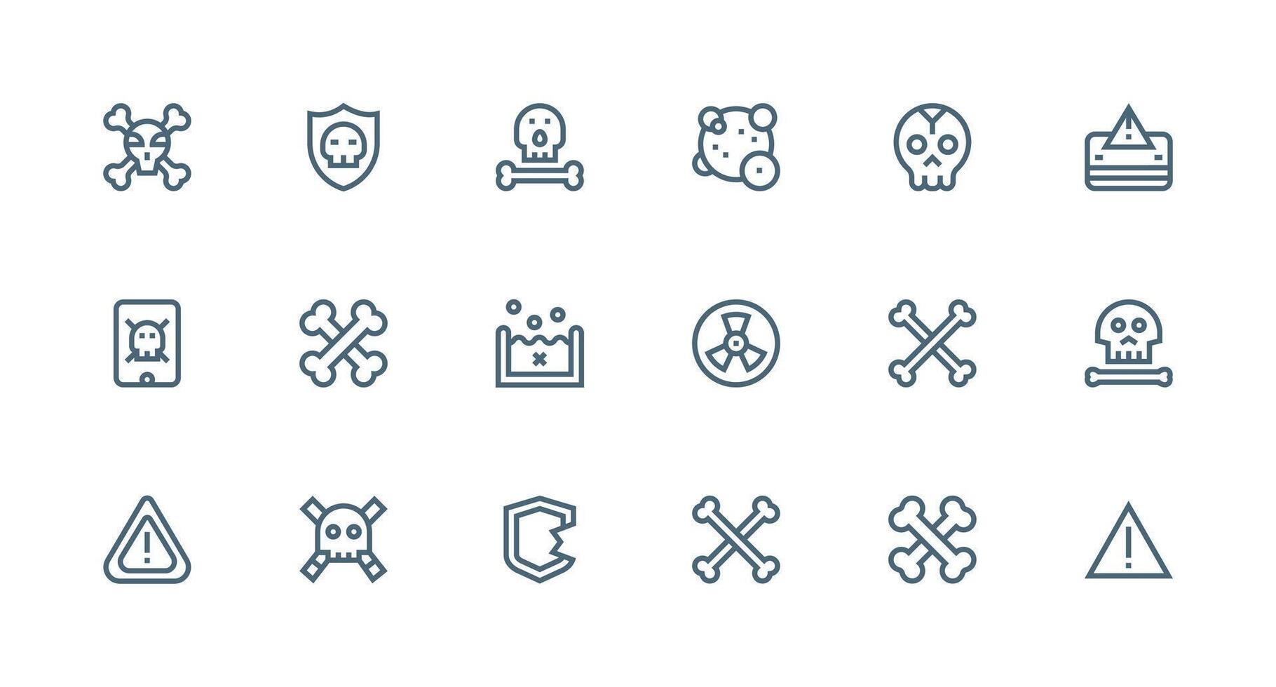 Unsafe Icon Set with 18 Strong Stroke Line Graphics Scalable Icons for Cross-Platform Interfaces vector