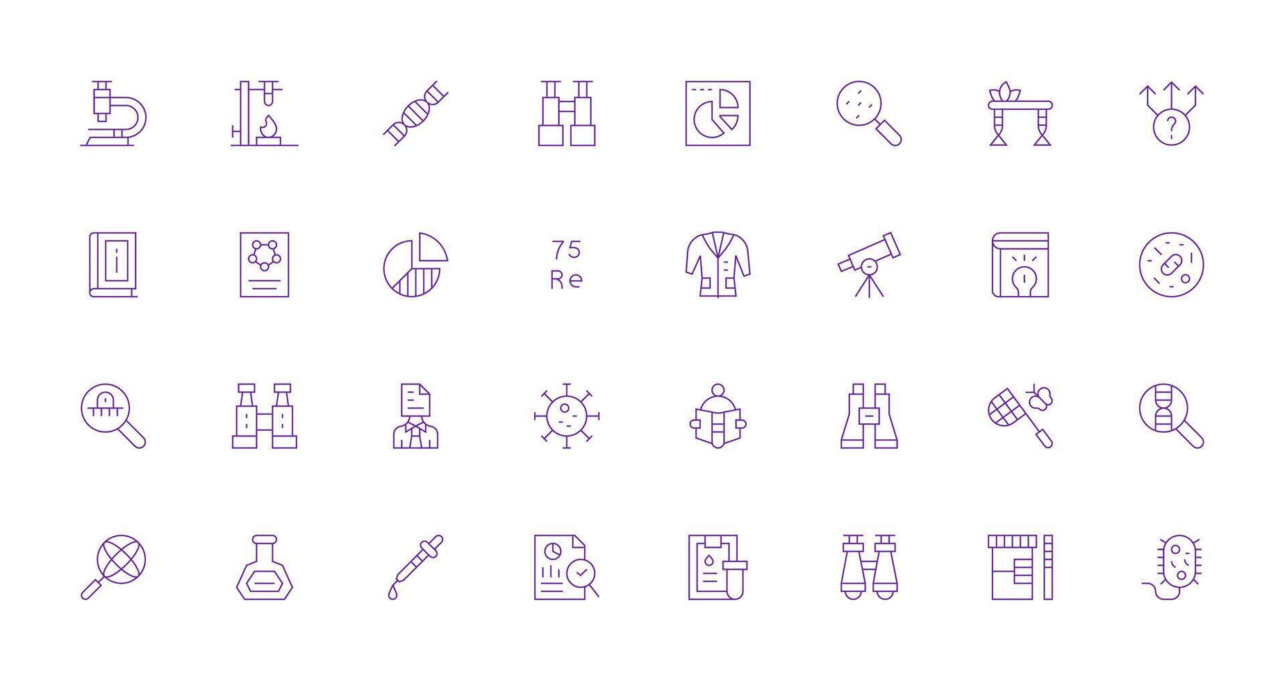 Research Set with 32 Thin Line Icons Clean Icon Set Icon Pack for UI Projects vector