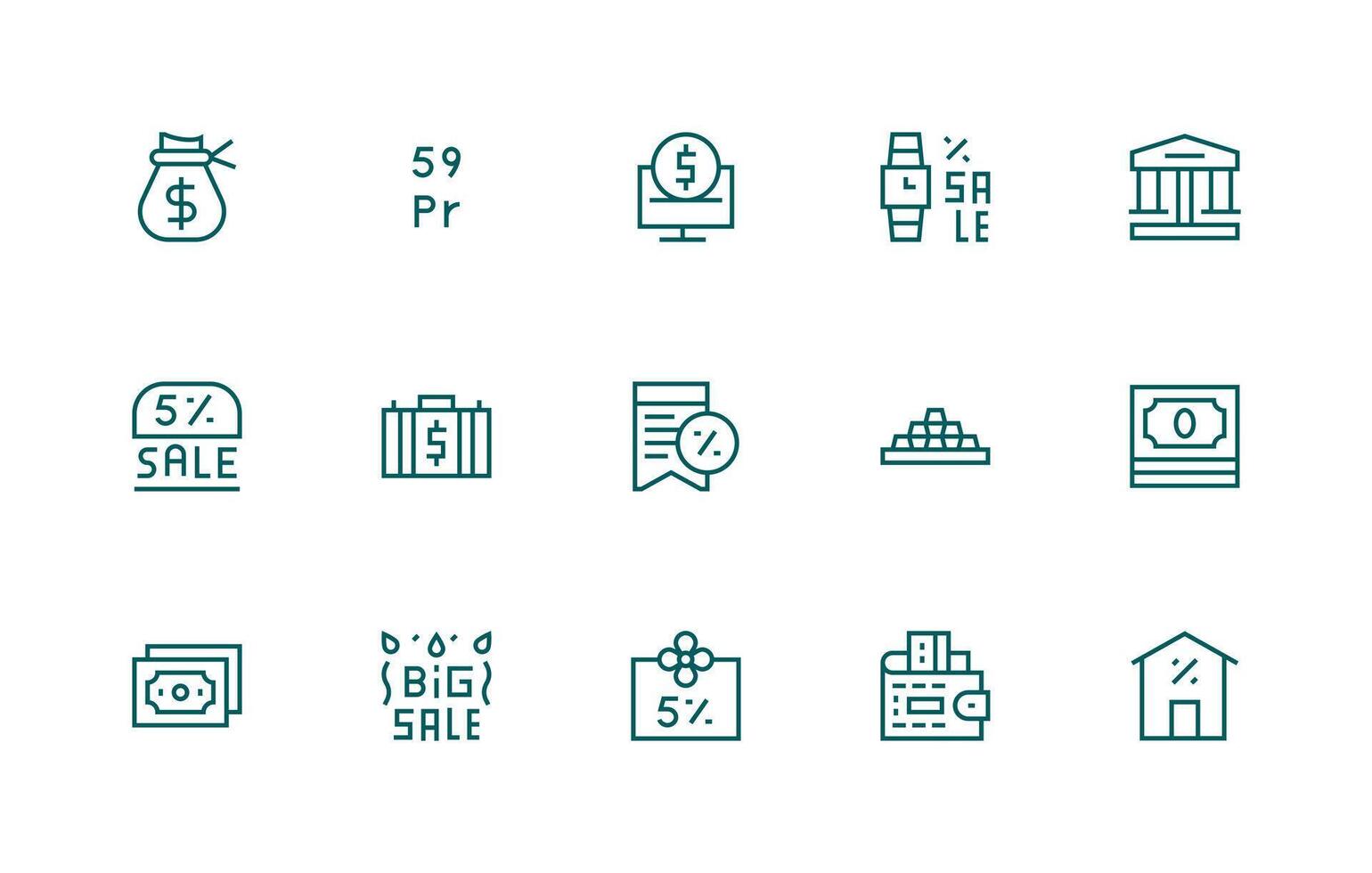 Savings Set with 15 Regular Line Icons Organized Pack for Project Assets vector