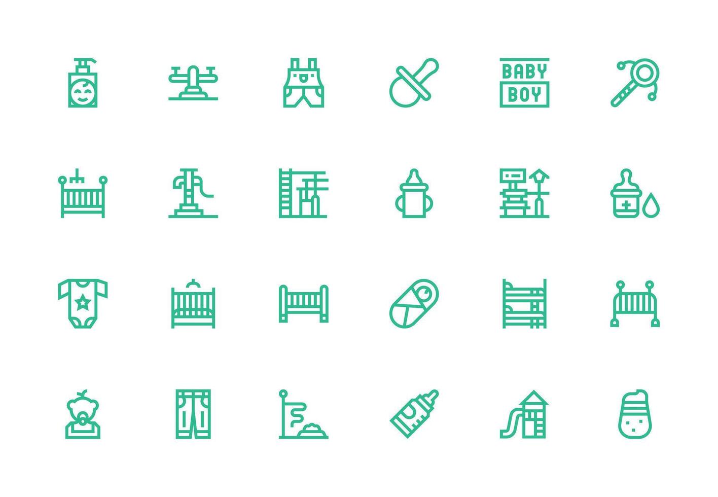 24 Icons for Toddler in Thick Line Line Format Sharp Icons for Presentations vector